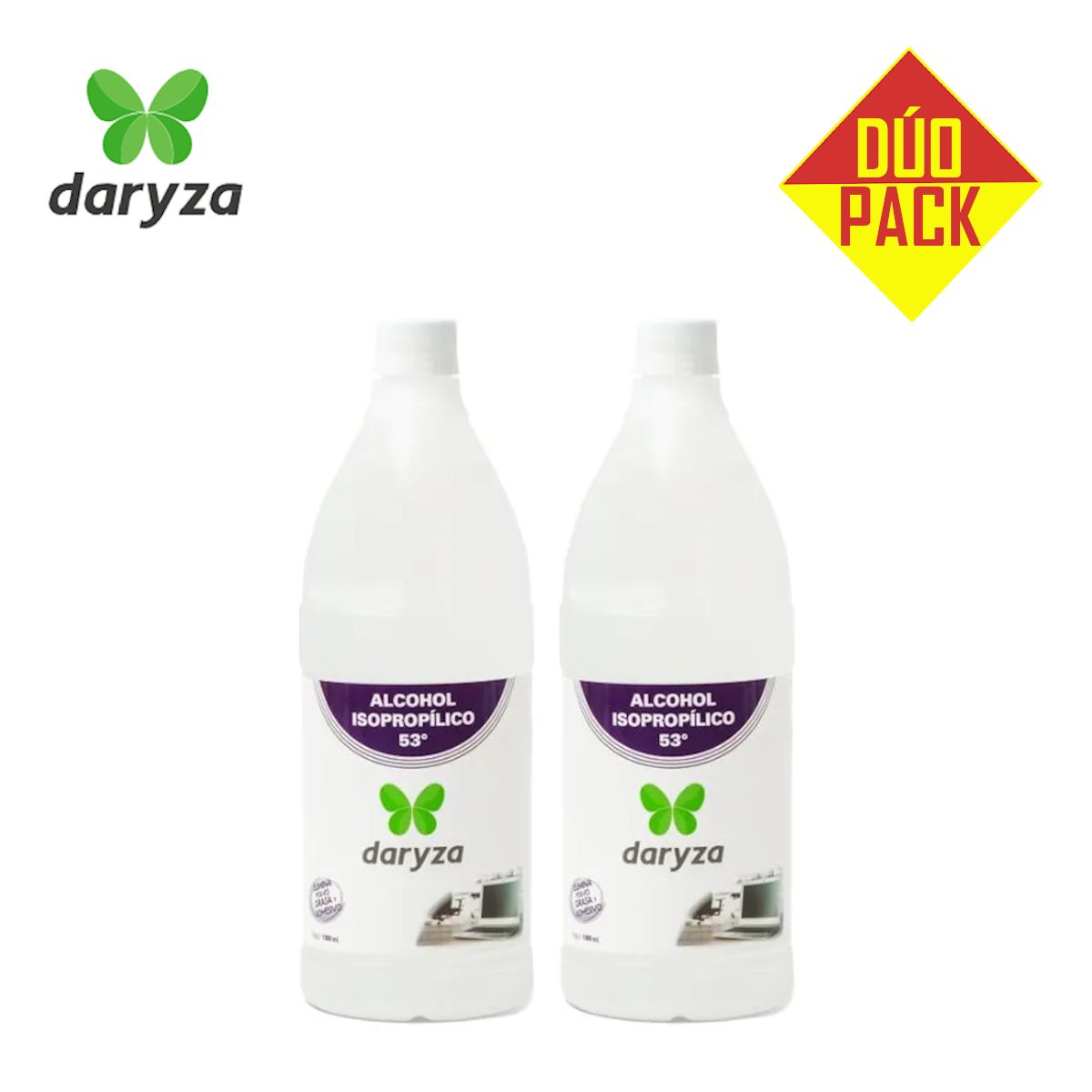 DARYZA - Alcohol isopropílico 53° 1 litro DARYZA DÚO PACK