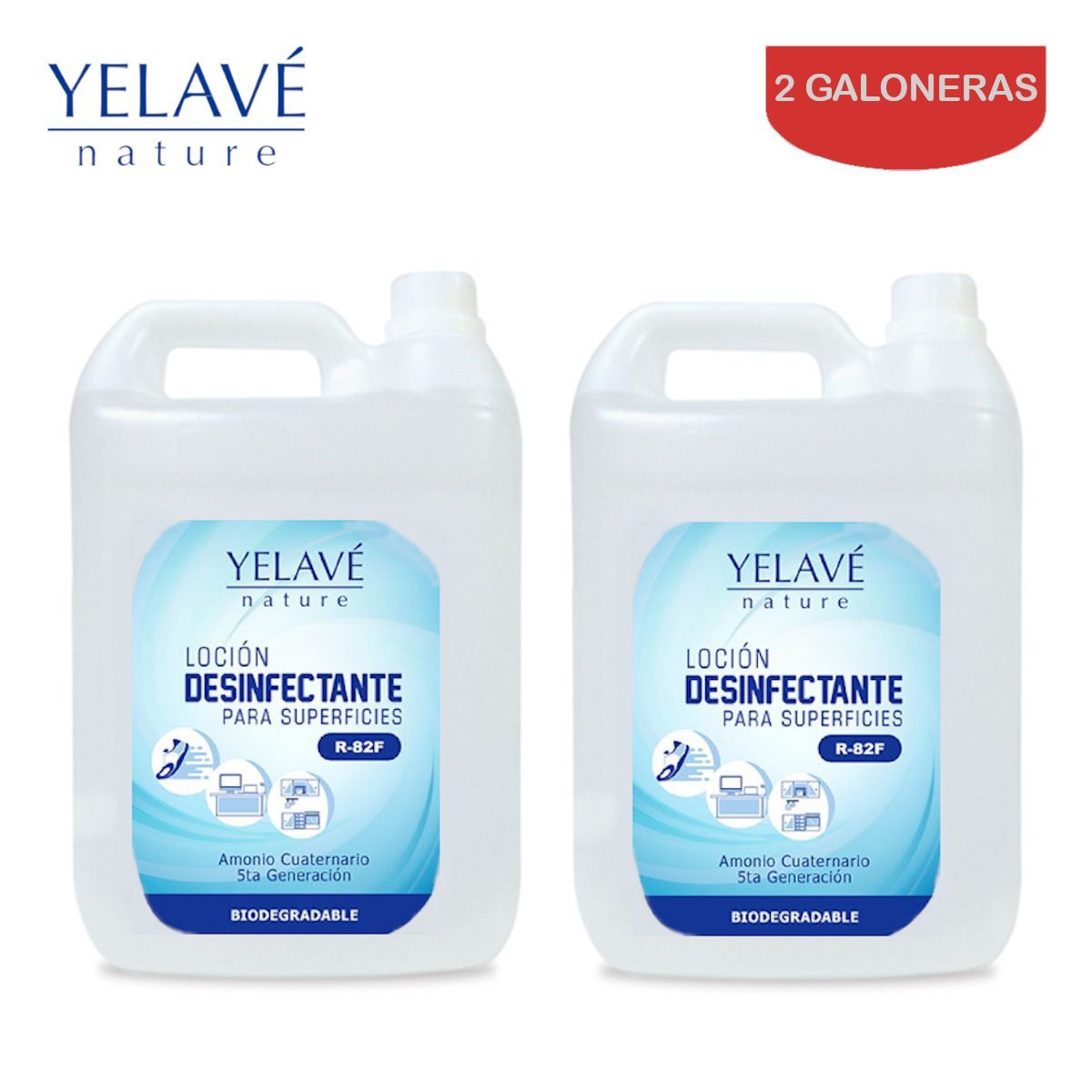 YELI - Desinfectante Amonio Cuaternario 4 L YELAVE.Pack 2 galoneras