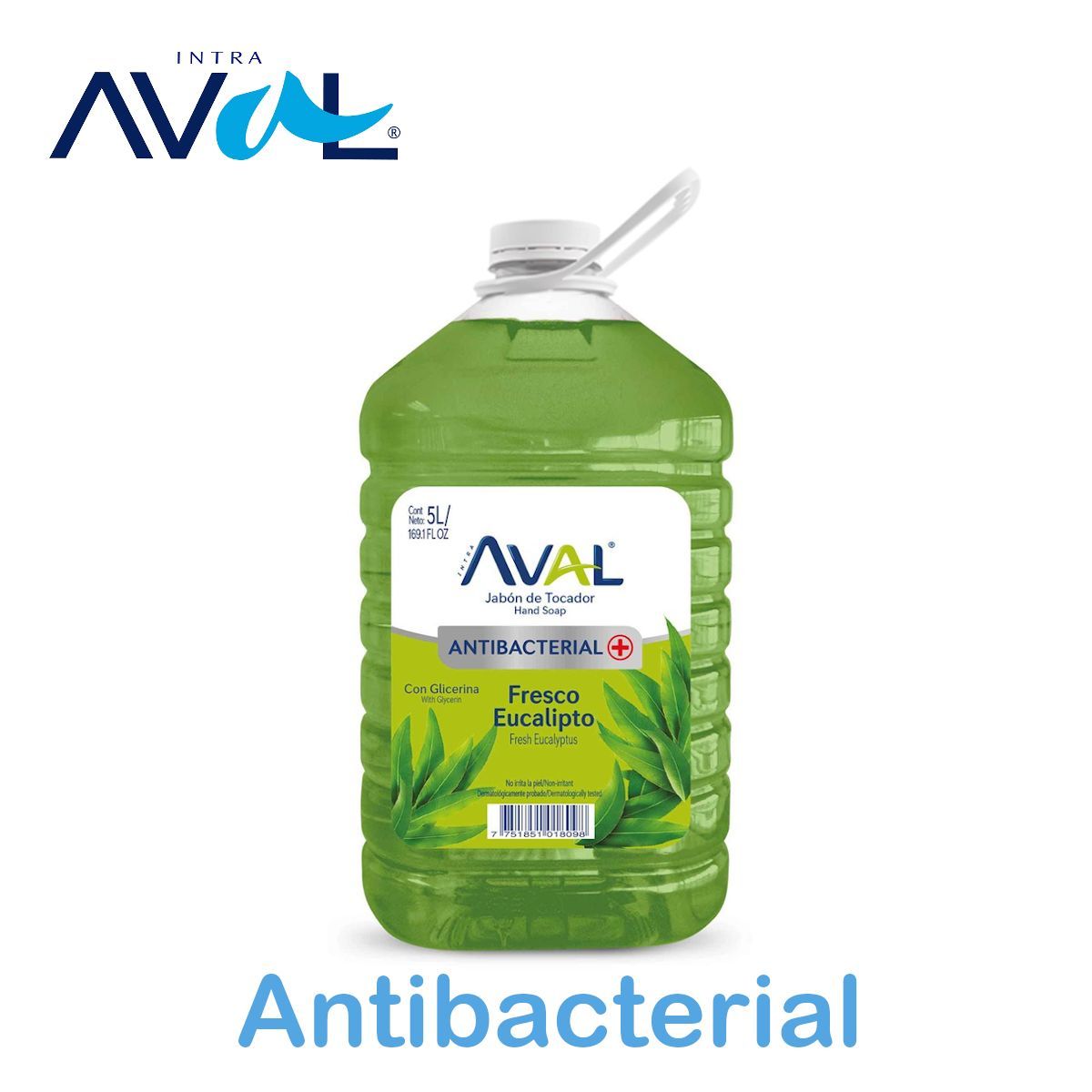 AVAL - Jabón líquido antibacterial galón 5 litros eucalipto AVAL