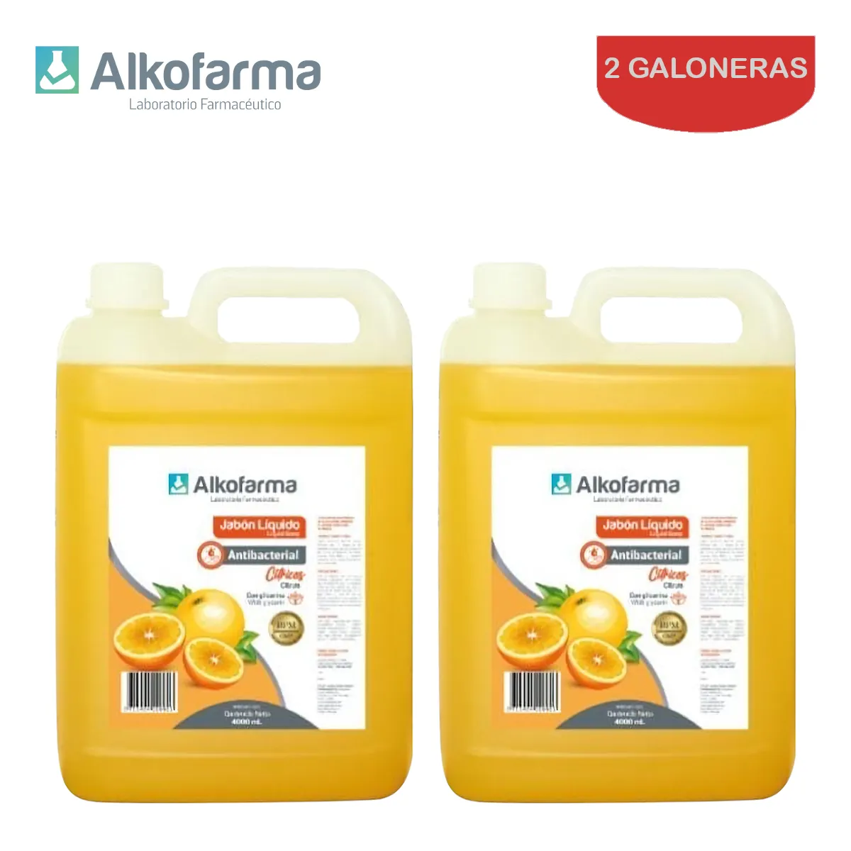 ALKOFARMA - Jabón líquido antibact. 4L cítricos ALKOFARMA.Pack 2 galones