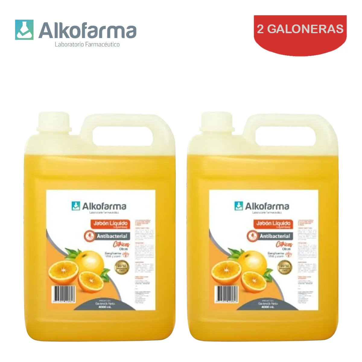 ALKOFARMA - Jabón líquido antibact. 4L cítricos ALKOFARMA.Pack 2 galones