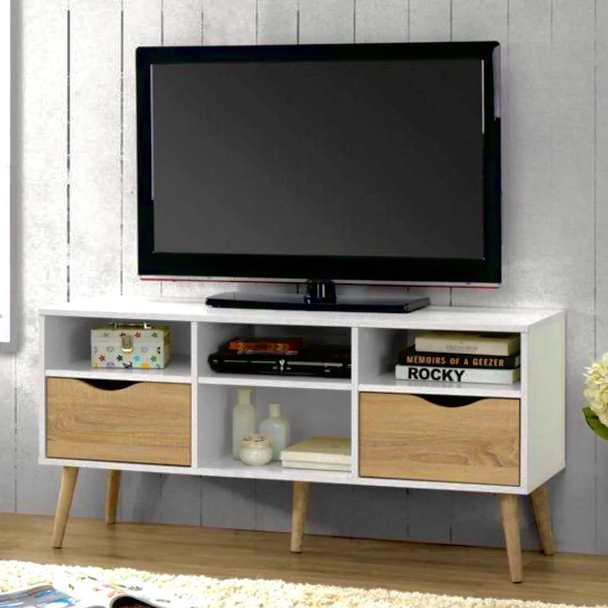 VENTITAS HOME - Mesa de TV Vintage 60” Marsella Ventitas Home Color Blanco y Duna