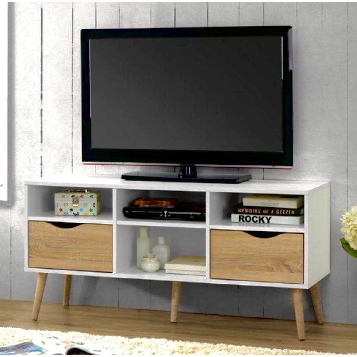 VENTITAS HOME - Mesa de TV Vintage 60” Marsella Ventitas Home Color Blanco y Duna