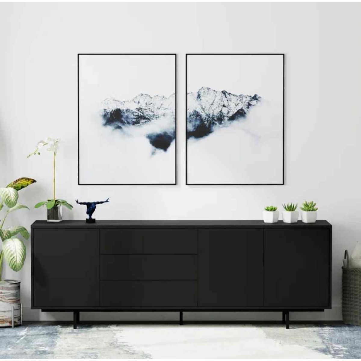 VENTITAS HOME - Mesa de Tv Moderna 75” Xania Ventitas Home Negro