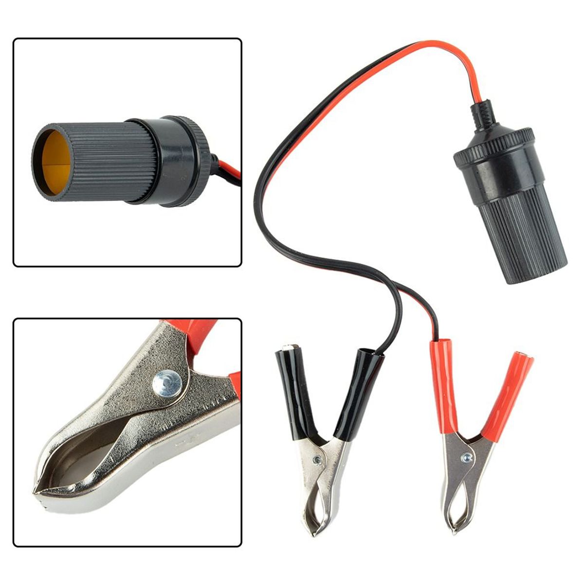 OEM - x2 Conectores Hembra Cigarrera Con Pinzas Cocodrilo Para Batería 12v