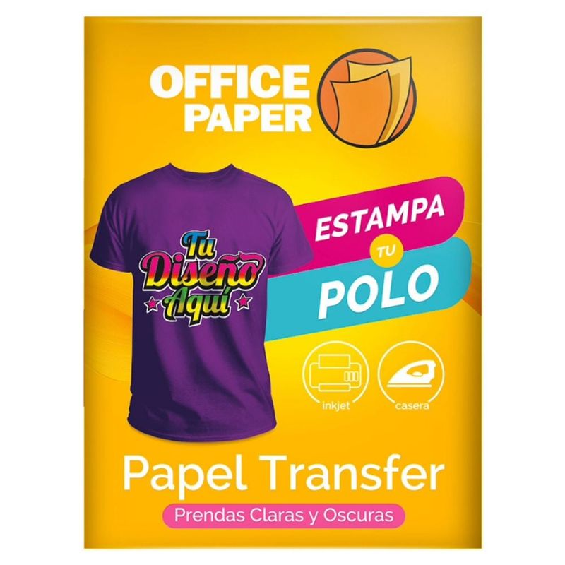 OFFICE PAPER - Papel Transfer Tela Oscura y Clara 110g por 05 Hoja A4