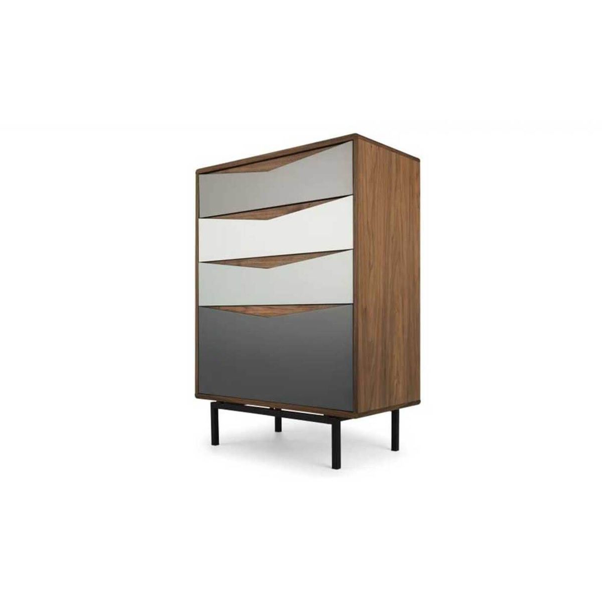 YOLODECORO - Cómoda Alta 4 Cajones Louis Nogal y Gris Carbón