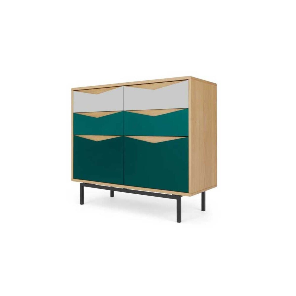 YOLODECORO - Cómoda Ancha 6 Cajones Louis Roble y Verde