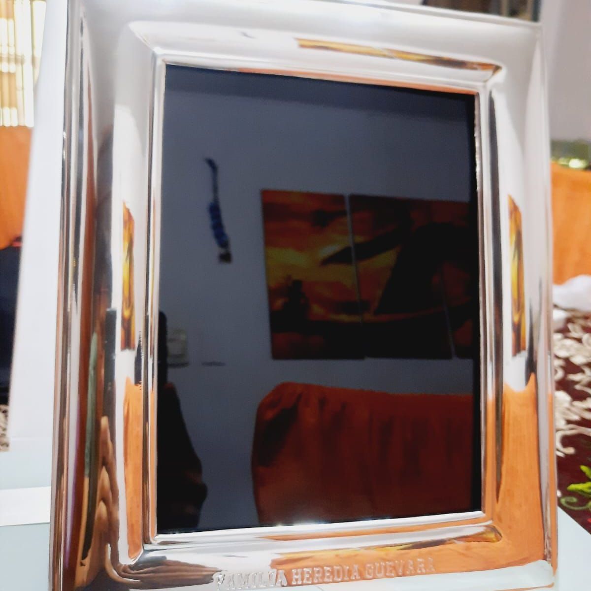 PERU - Decorativo Adorno Marco o cuadro liso PLat. ley 950 para foto de 20X25