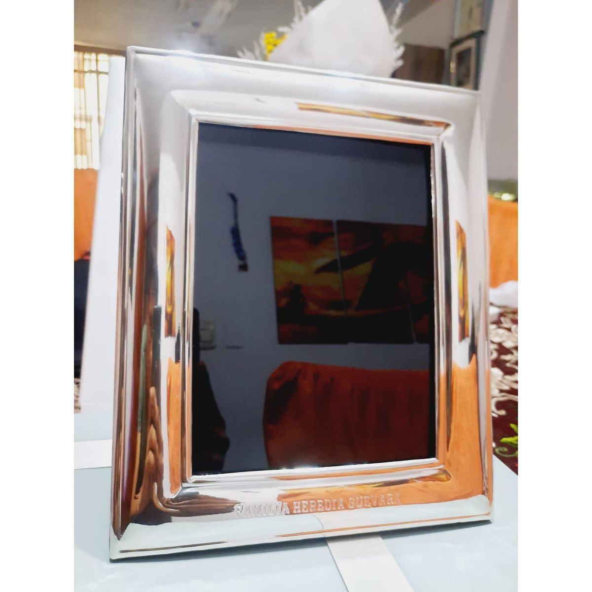 PERU - Decorativo Adorno Marco o cuadro liso PLat. ley 950 para foto de 20X25