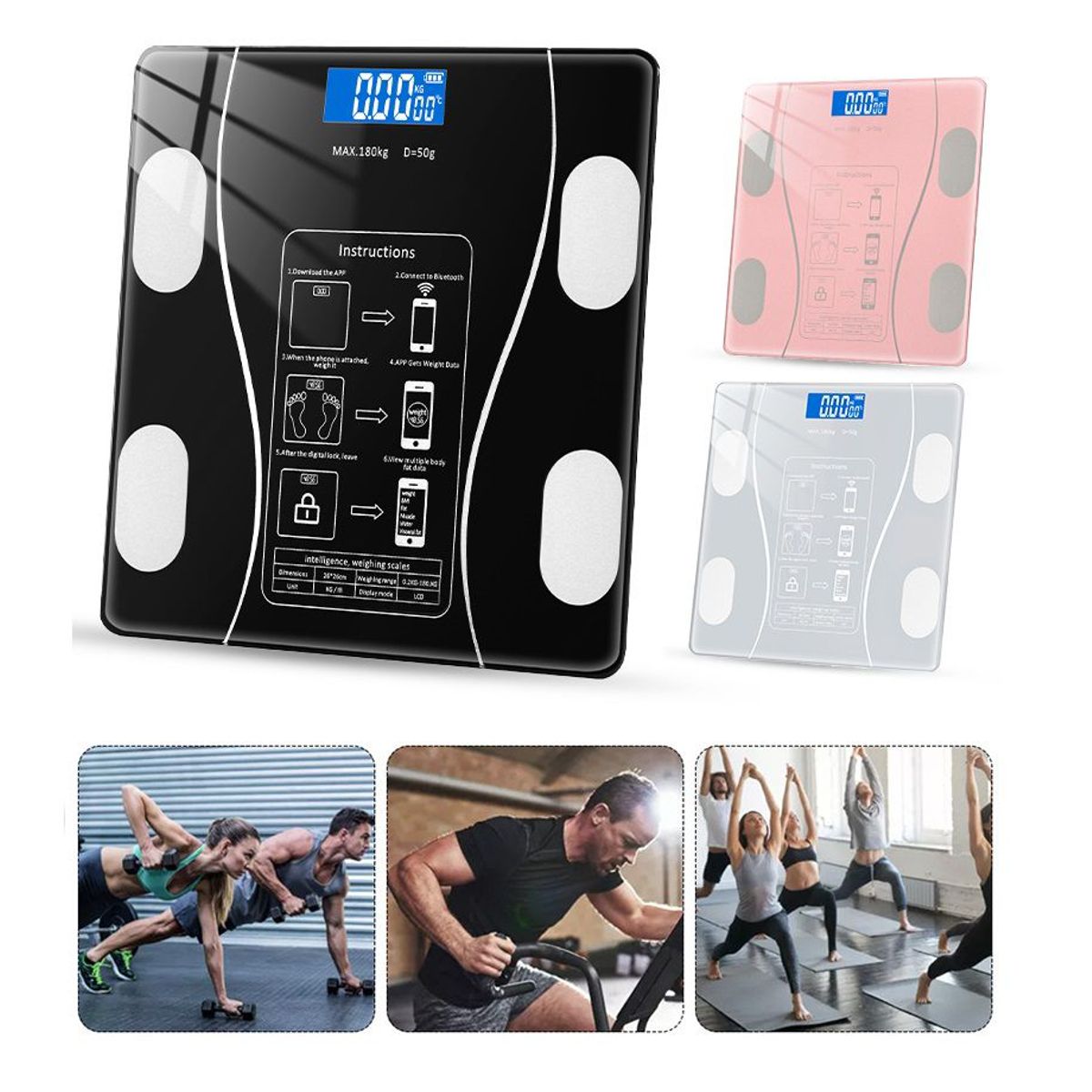 GENERICO - Balanza Báscula de Peso Corporal hasta 180 kg