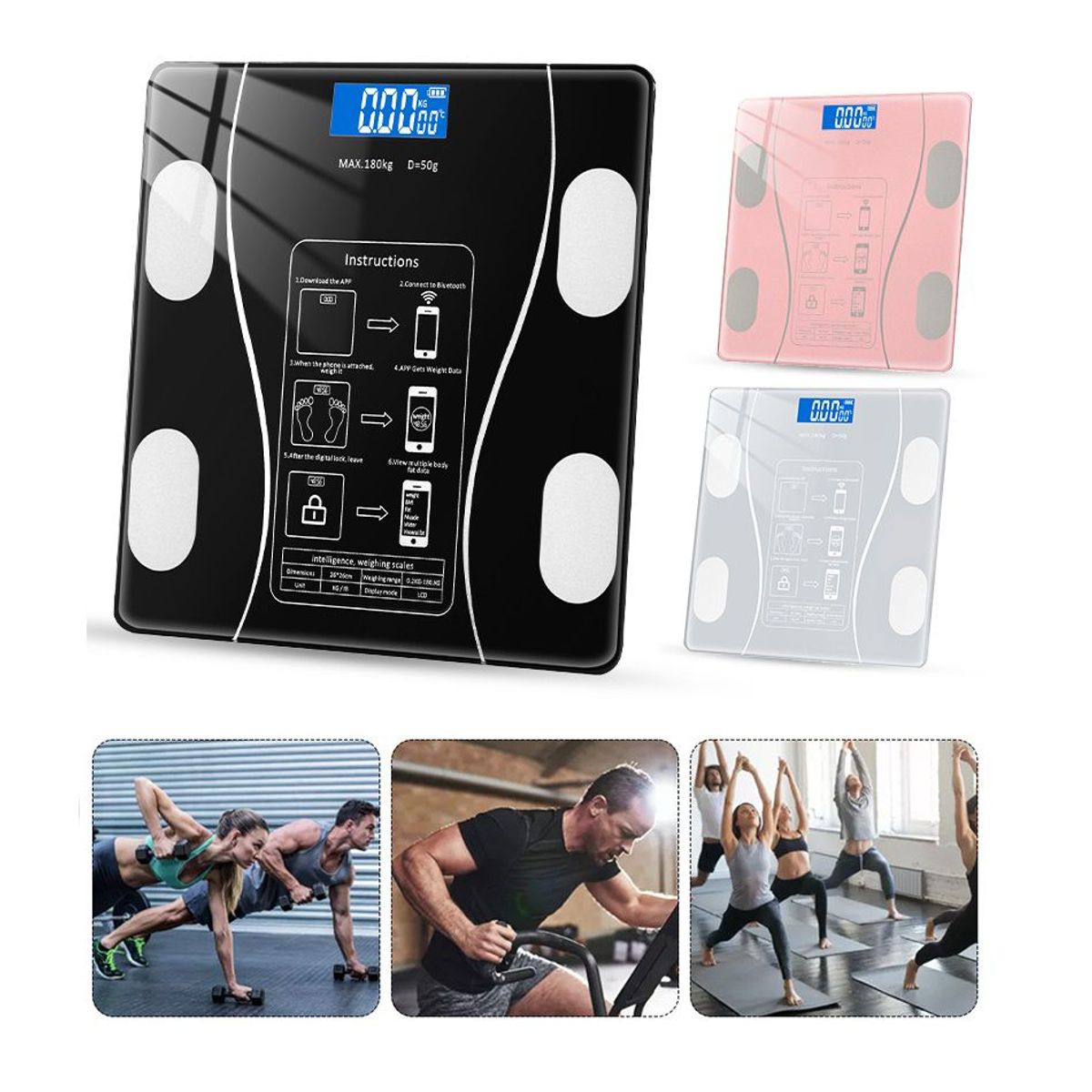 GENERICO - Balanza Báscula de Peso Corporal hasta 180 kg