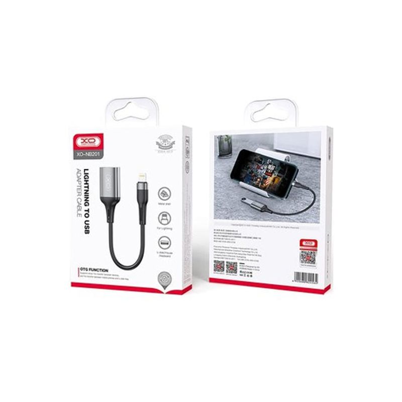 XO SIMPLE IS BEAUTY - CABLE ADAPTADOR OTG LIGHTNING A USB XO-NB201 GRIS