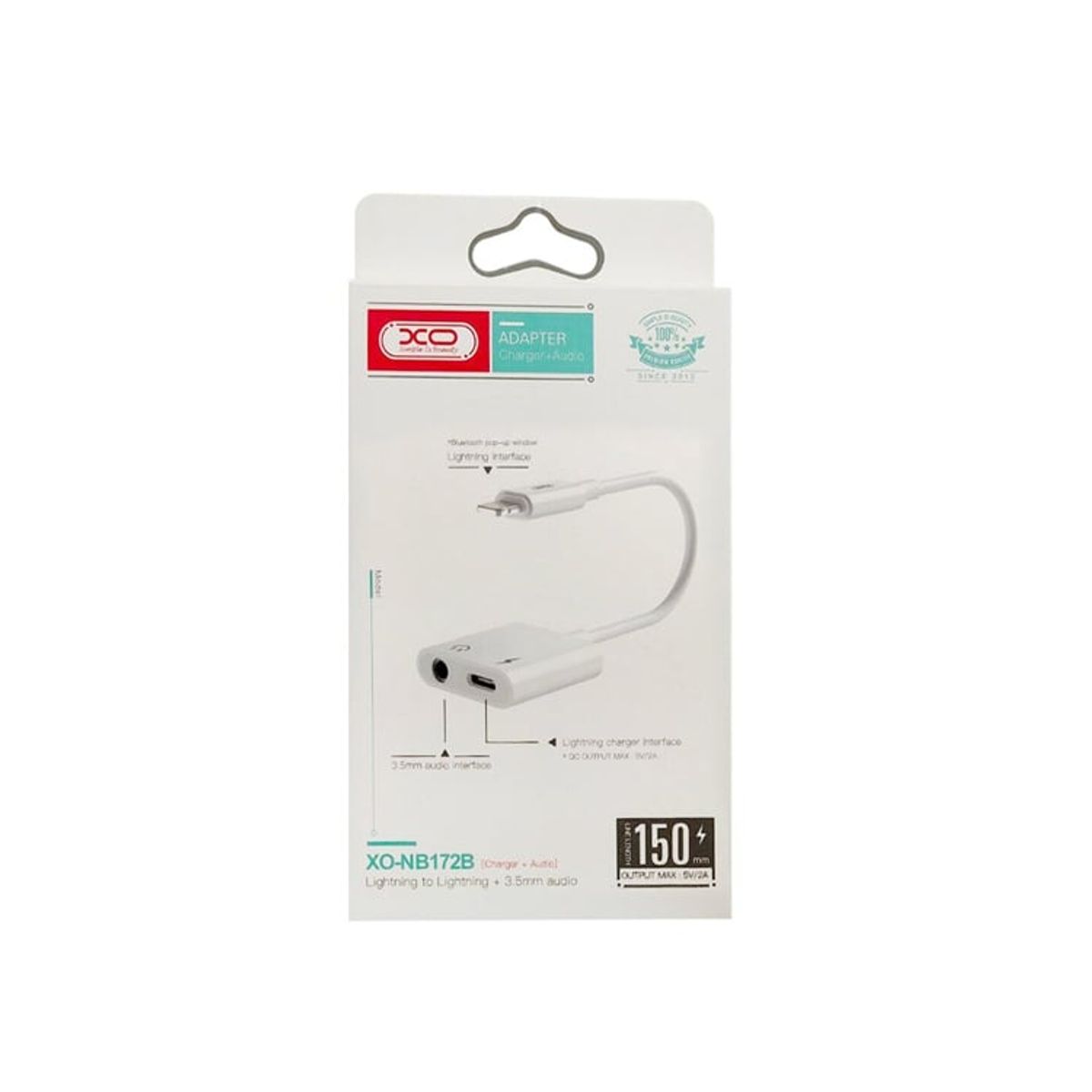 XO SIMPLE IS BEAUTY - CABLE ADAPTADOR LIGHTNING A LIGHTNING + JACK 3.5MM XO-NBR172B