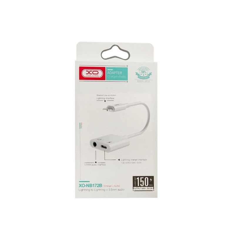 XO SIMPLE IS BEAUTY - CABLE ADAPTADOR LIGHTNING A LIGHTNING + JACK 3.5MM XO-NBR172B