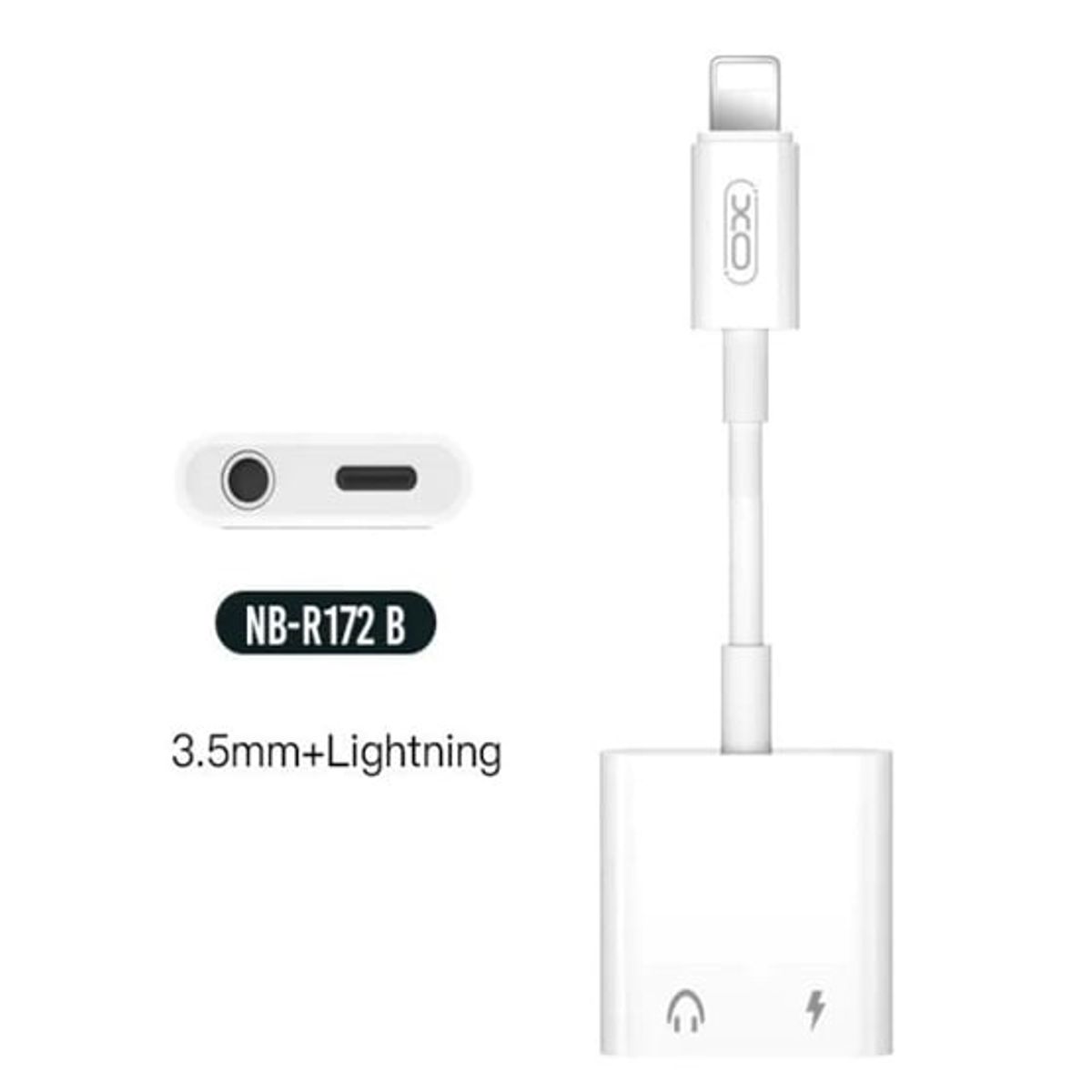 XO SIMPLE IS BEAUTY - CABLE ADAPTADOR LIGHTNING A LIGHTNING + JACK 3.5MM XO-NBR172B