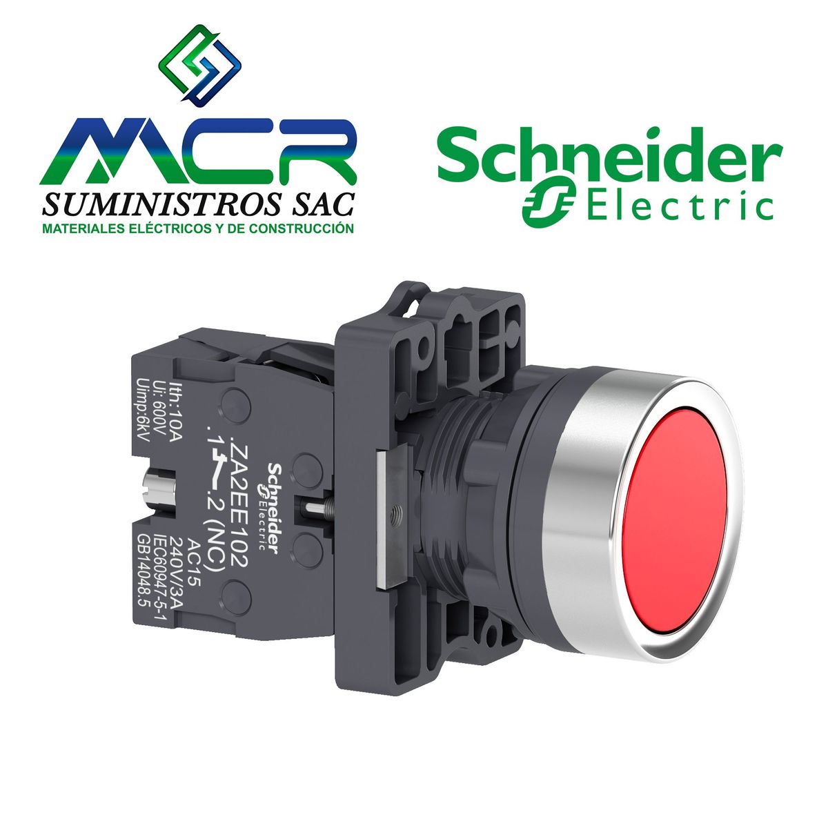 PULSADOR RASANTE PLASTICO ROJO 1 NC EASY9  Schneider, marca SCHNEIDER ELECTRIC - Foto Principal
