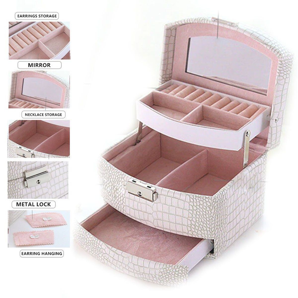 SM - Organizador de Joyas 3 Niveles Pequeño con LLave