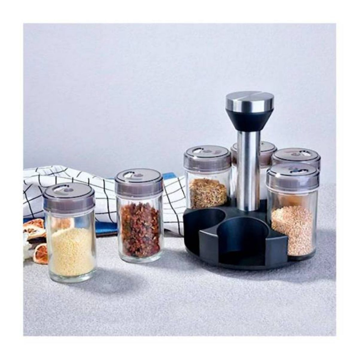 OEM - Condimentero Giratorio Con 6 Frascos Vidrio