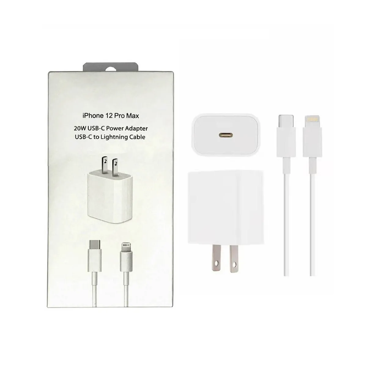 GENERICO - CARGADOR IPHONE 20W CUBO  USB C A LIGHTNING NUEVO - CAJA