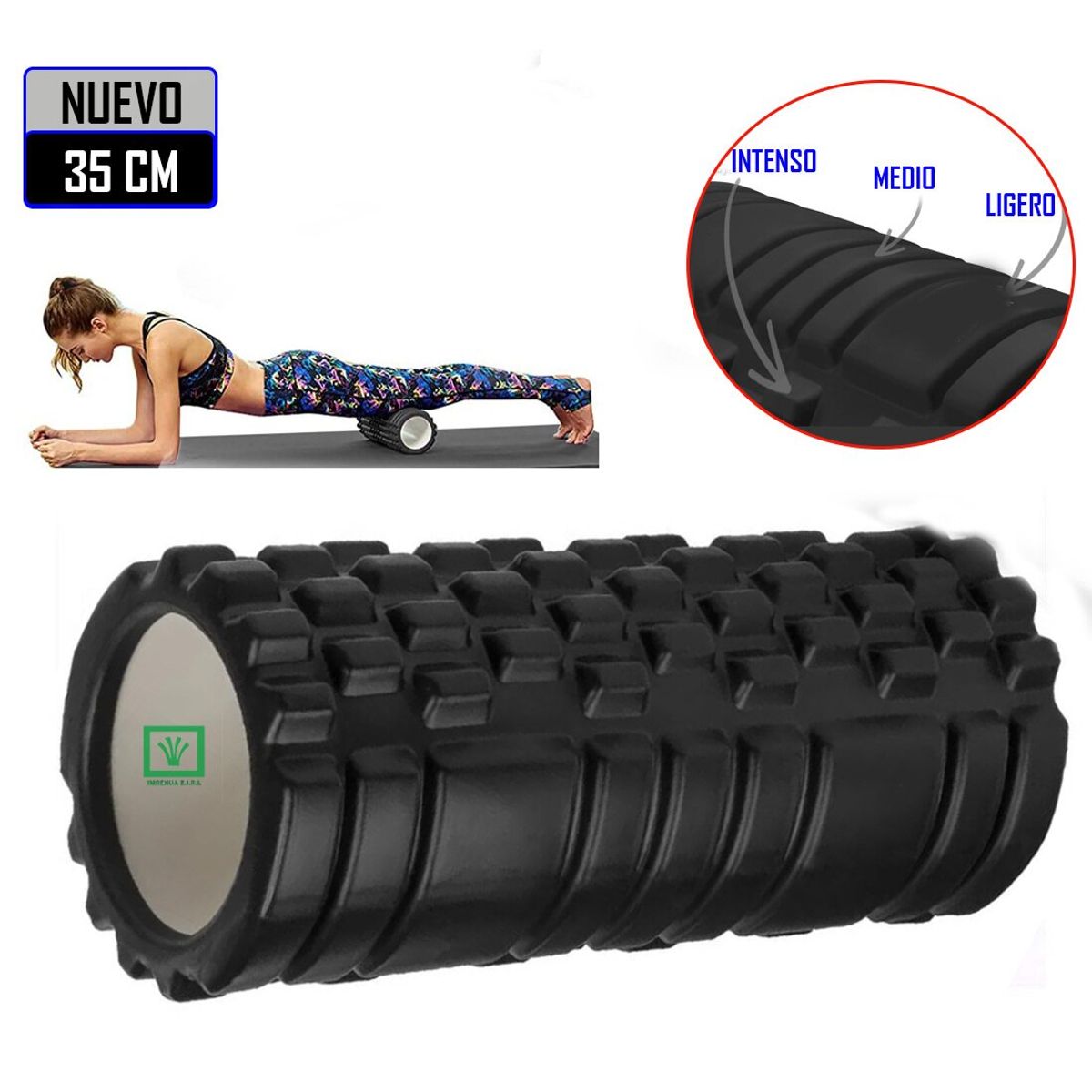 GENERICO - Foam Roller 35cm Rodillo de Espuma para Masaje Negro