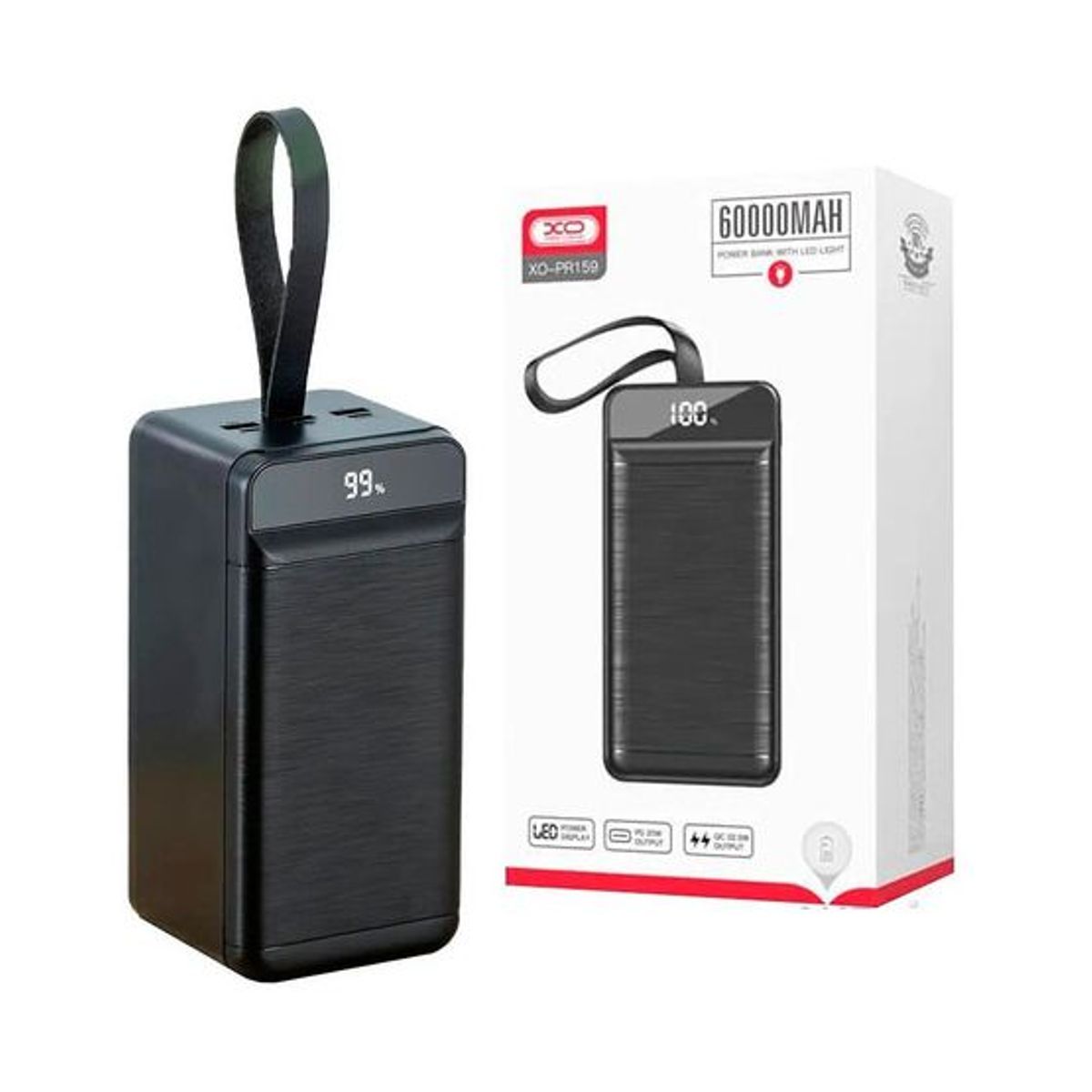 XO SIMPLE IS BEAUTY - Batería Externa Power Bank XO PR159 Pd 20W QC 22.5W 60000 Mah Negro