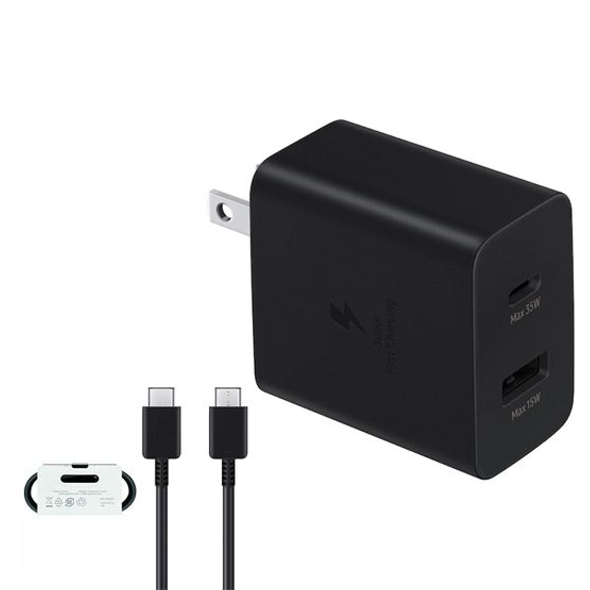 GENERICO - Cargador Doble Para Samsung Fast Charge 35w Con Cable Tipo-C
