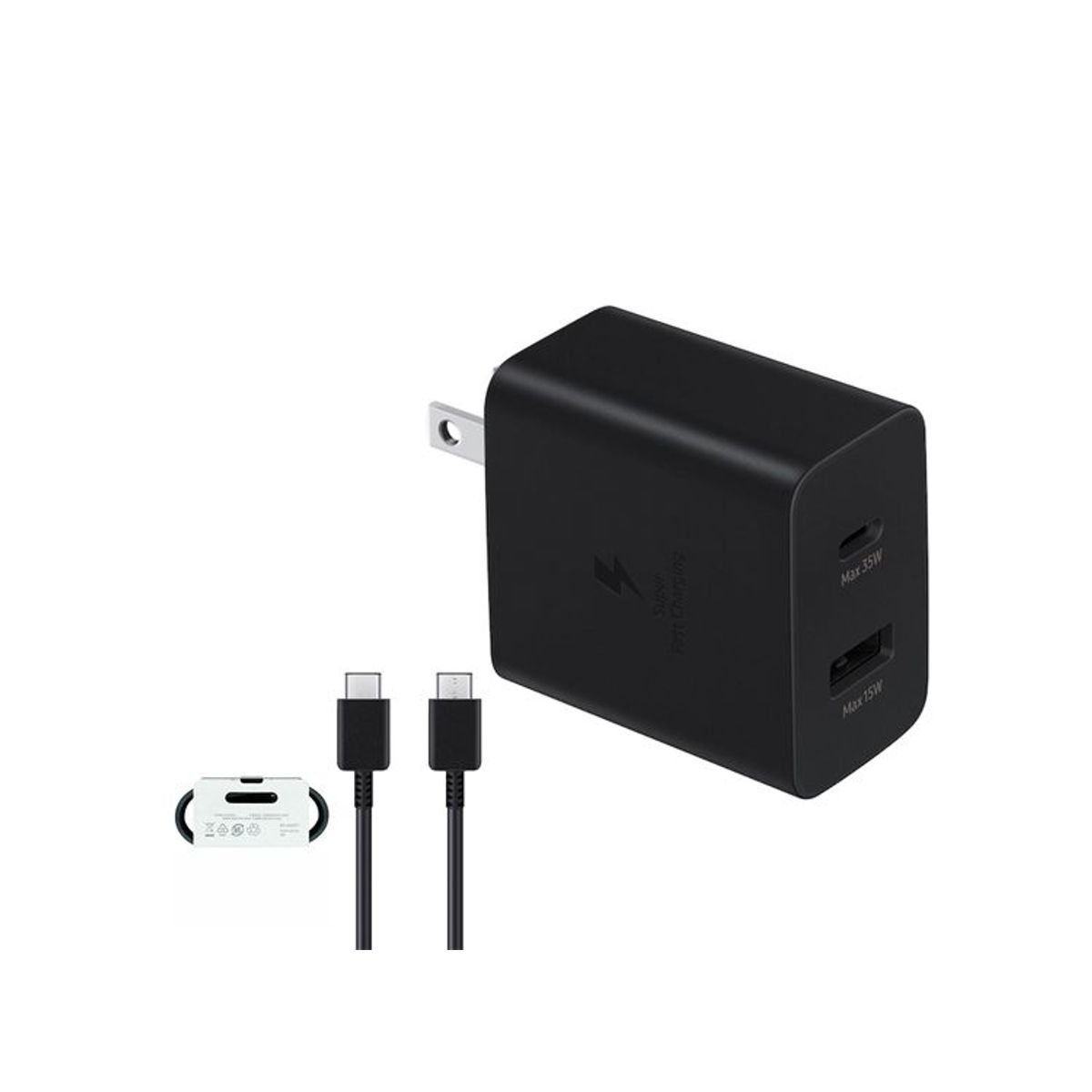 GENERICO - Cargador Doble Para Samsung Fast Charge 35w Con Cable Tipo-C