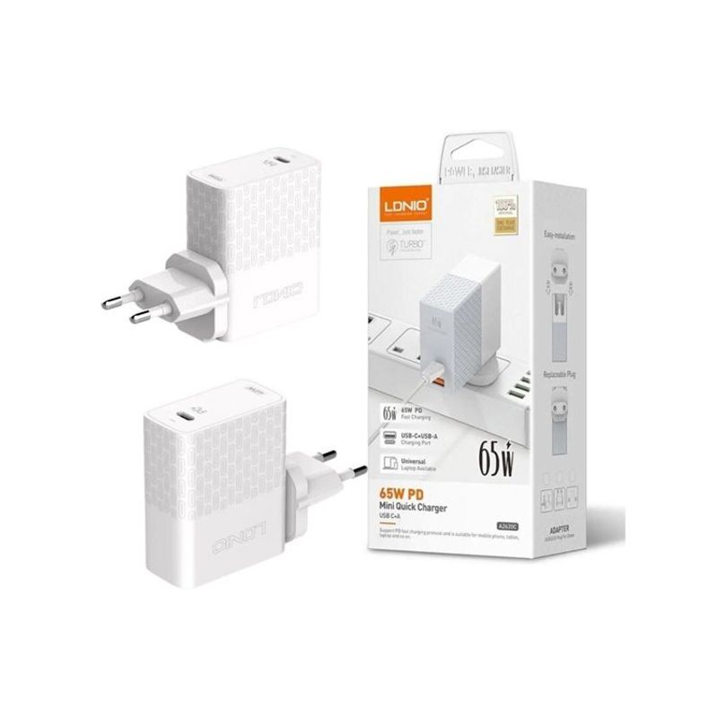LDNIO - Cargador Carga Rapida De Pared LDNIO A1405C 40W Usb-C Pd Cable C A C