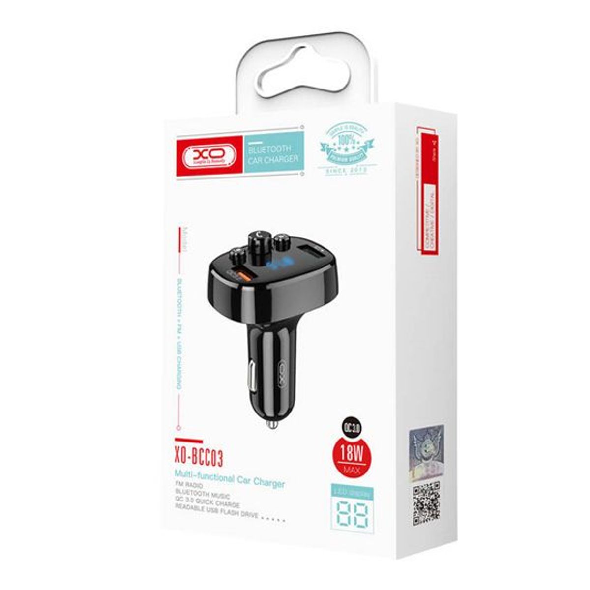 XO SIMPLE IS BEAUTY - Cargador De Coche Bluetooth XO BCC03 Con Reproductor Fm/Mp3 - Negro