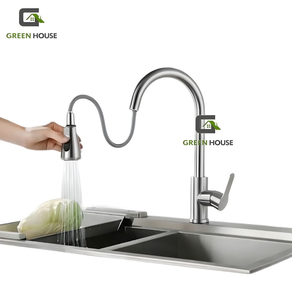 GREEN HOUSE - MEZCLADORA DE COCINA MONOCOMANDO EXTRAIBLE