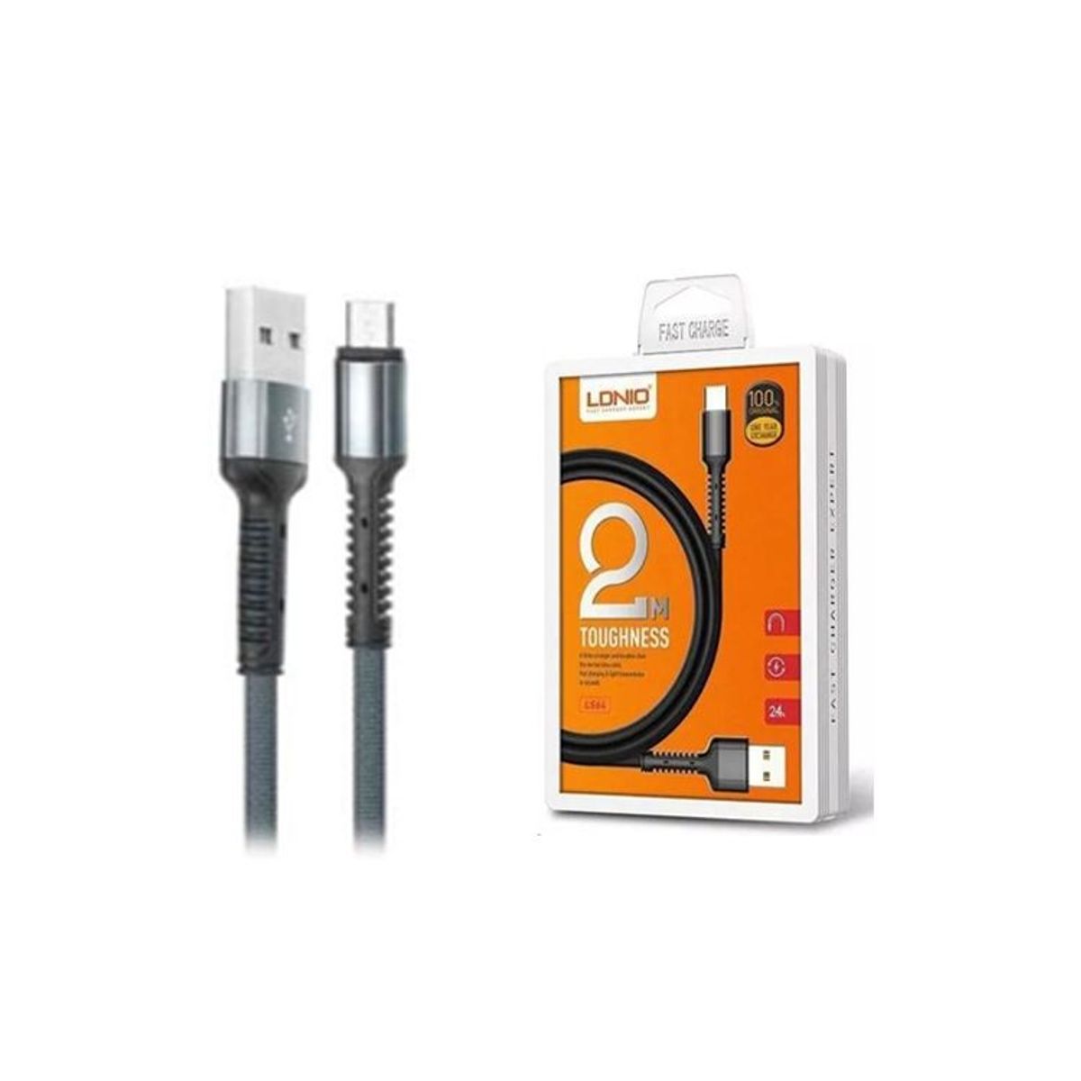 LDNIO - Cable LDNIO LS64 Usb-Micro V8 Nylon Rápida 2.4a 2 Metros