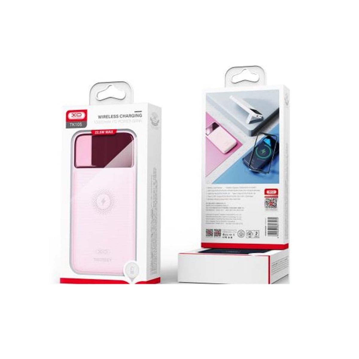 XO SIMPLE IS BEAUTY - Powerbank Inalámbrico XO TK105 QC3.0 22.5W+PD20W 10000mah Rosa