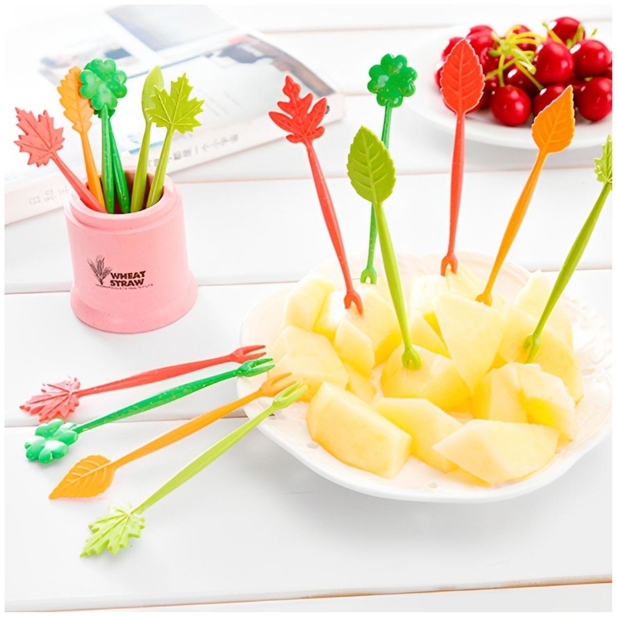 MINARI - Set 8 Mini Tenedores Palillos para Lonchera Niños Rosado 22N