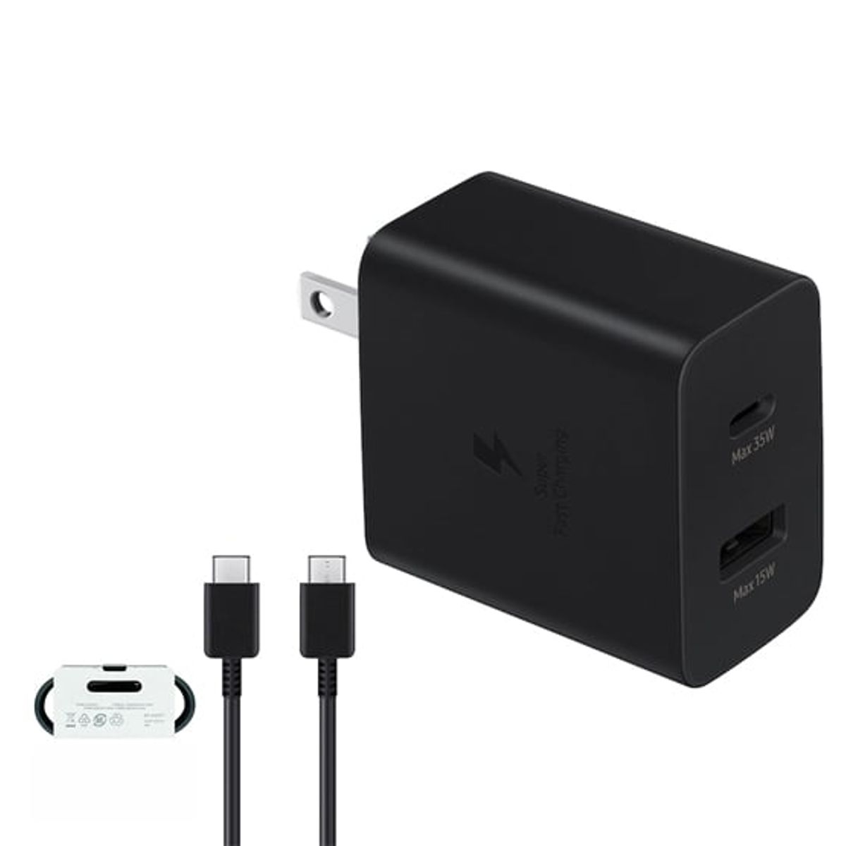 GENERICO - Cargador 35watts Duo Para Galaxy Z Flip4 Flip 4 Negro