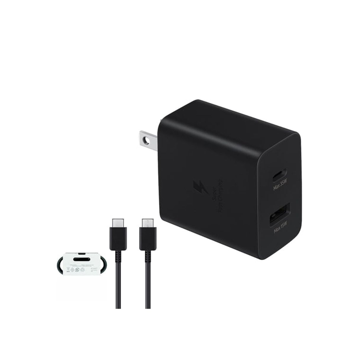 GENERICO - Cargador 35watts Duo Para Galaxy Z Flip4 Flip 4 Negro