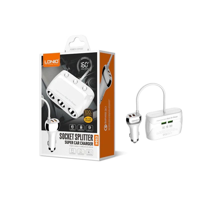 LDNIO - Cargador De Encendedor LDNIO C504Q Qc3.0 Encendedor De Cigarrillos