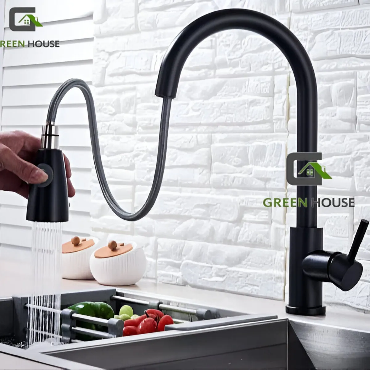 GREEN HOUSE - MEZCLADORA DE COCINA MONOCOMANDO EXTRAIBLE