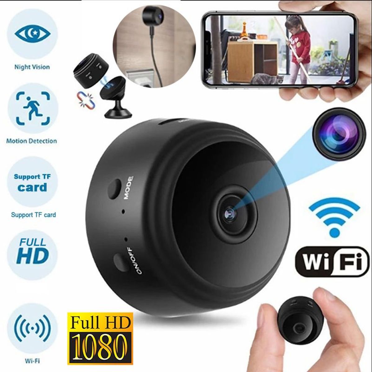 OEM - Mini Camara Seguridad HD tipo cámara Espía Vigilancia IP Sensor