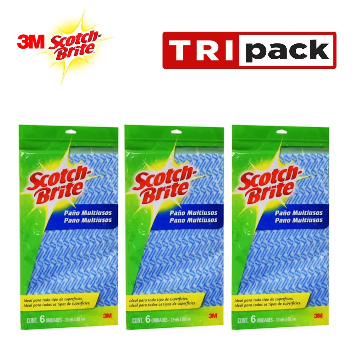 SCOTCH BRITE - Paño multiusos bolsa 6und azul SCOTCH-BRITE TRIPACK