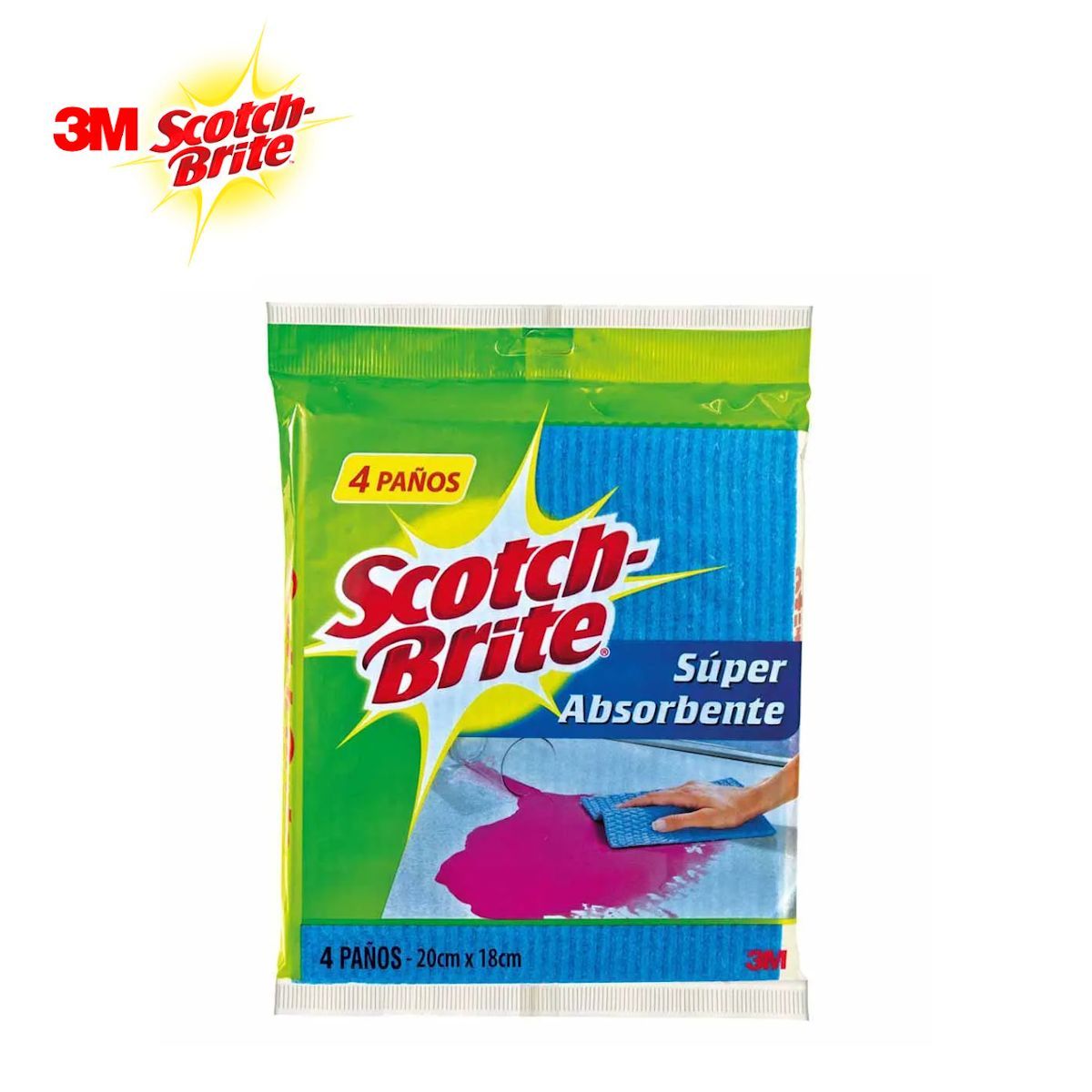 SCOTCH BRITE - Paño esponja súper absorbente bolsa 4und SCOTCH-BRITE