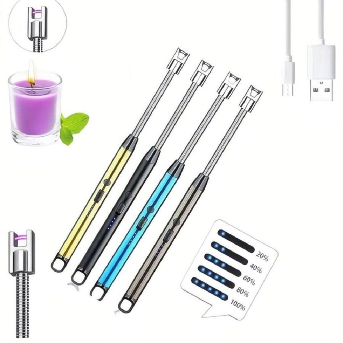 GENERICO - Encendedor Chispero Eléctrico Recargable con Manguera Flexible