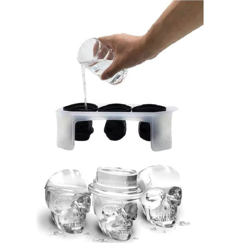 GENERICO - Set de 3 Moldes de Hielo Diseño Calaveras