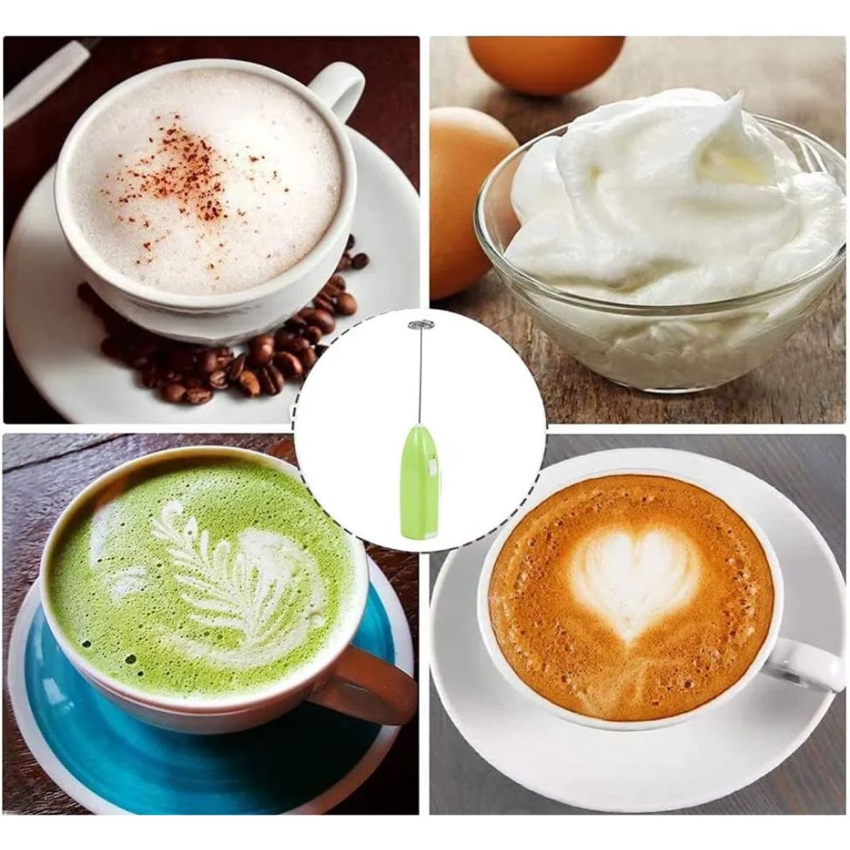 INSPIRA MARKET - Mini batidor de huevos cafe eléctrico de mano pack x2