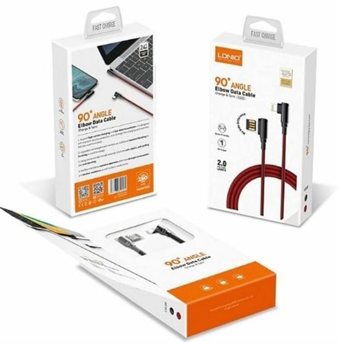 LDNIO - Cable LDNIO LS422 Micro V8 Conector 90° 2m Para Celular