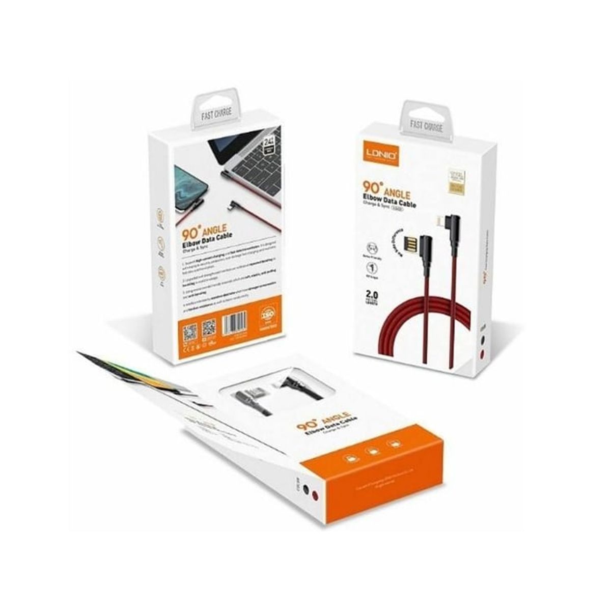 LDNIO - Cable LDNIO LS422 Micro V8 Conector 90° 2m Para Celular