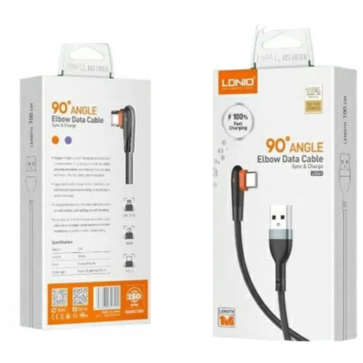 LDNIO - Cable LDNIO LS562 90 Grados Tipo C 2m