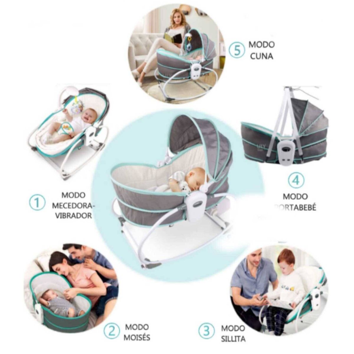 IDEAL - Silla Mecedora Musical 5 En 1 MULTIFUNCION MOISES C