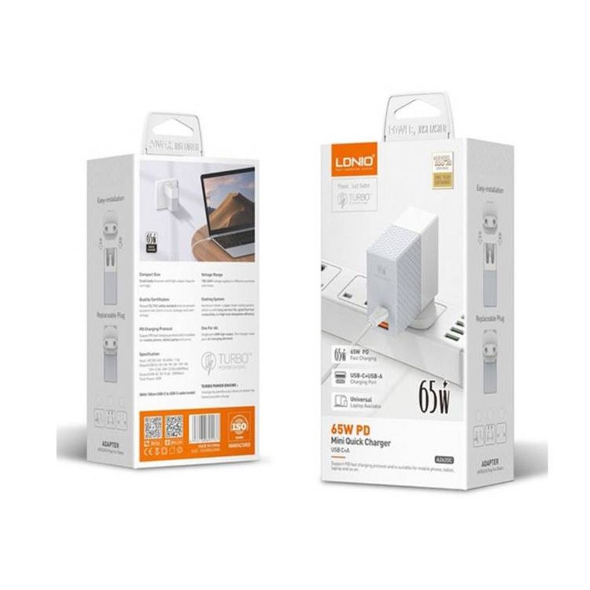 LDNIO - Cargador Carga Rapida De Pared LDNIO A2620C 65W Usb-C Pd