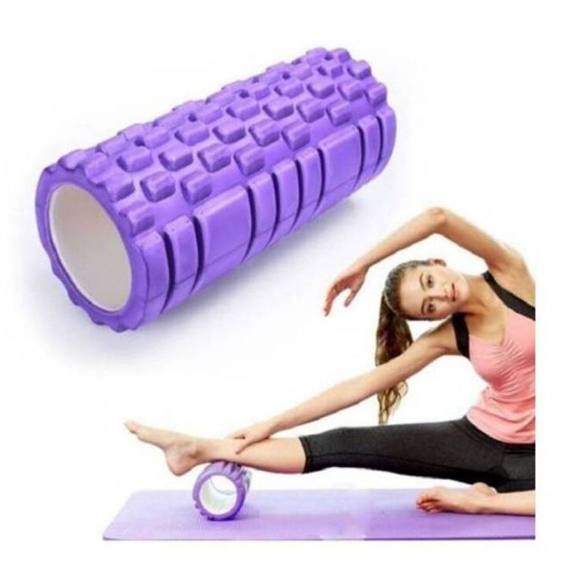 GENERICO - Foam Roller 35cm Rodillo de Espuma para Masaje Morado